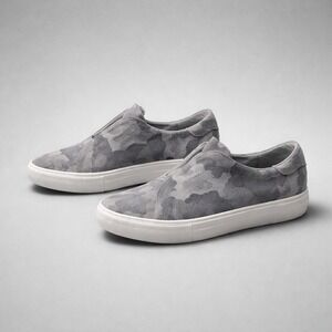 J/Slides NYC Gray Camo‎ Suede Slip On Platform Sneakers Womens 8.5 M